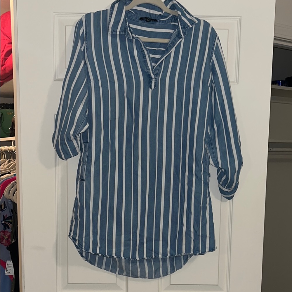 Blue and White Striped Shirt/Dress
